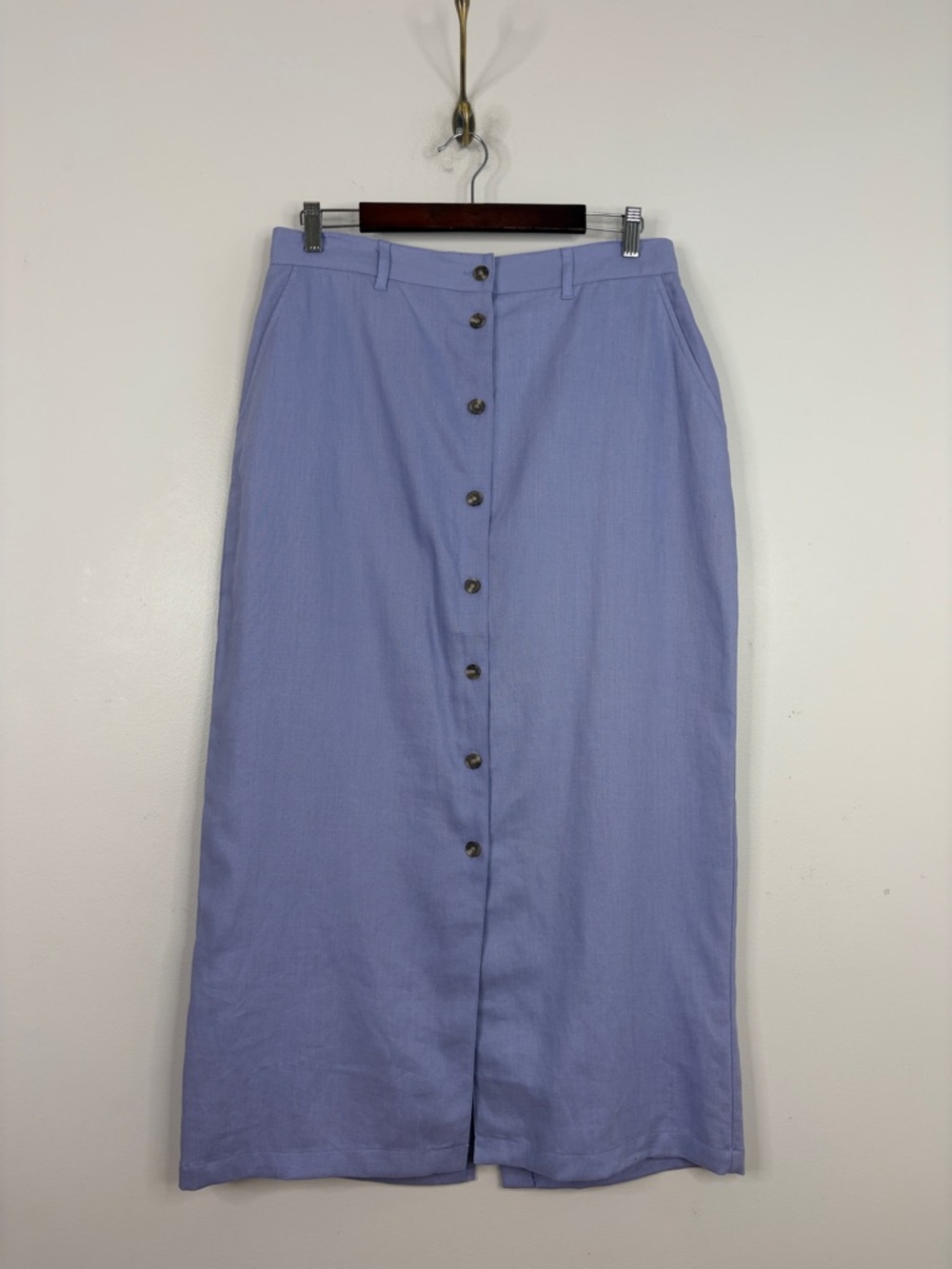 Vintage Skirt Womens Large Purple Linen Straight Midi Long Pockets High Slit
